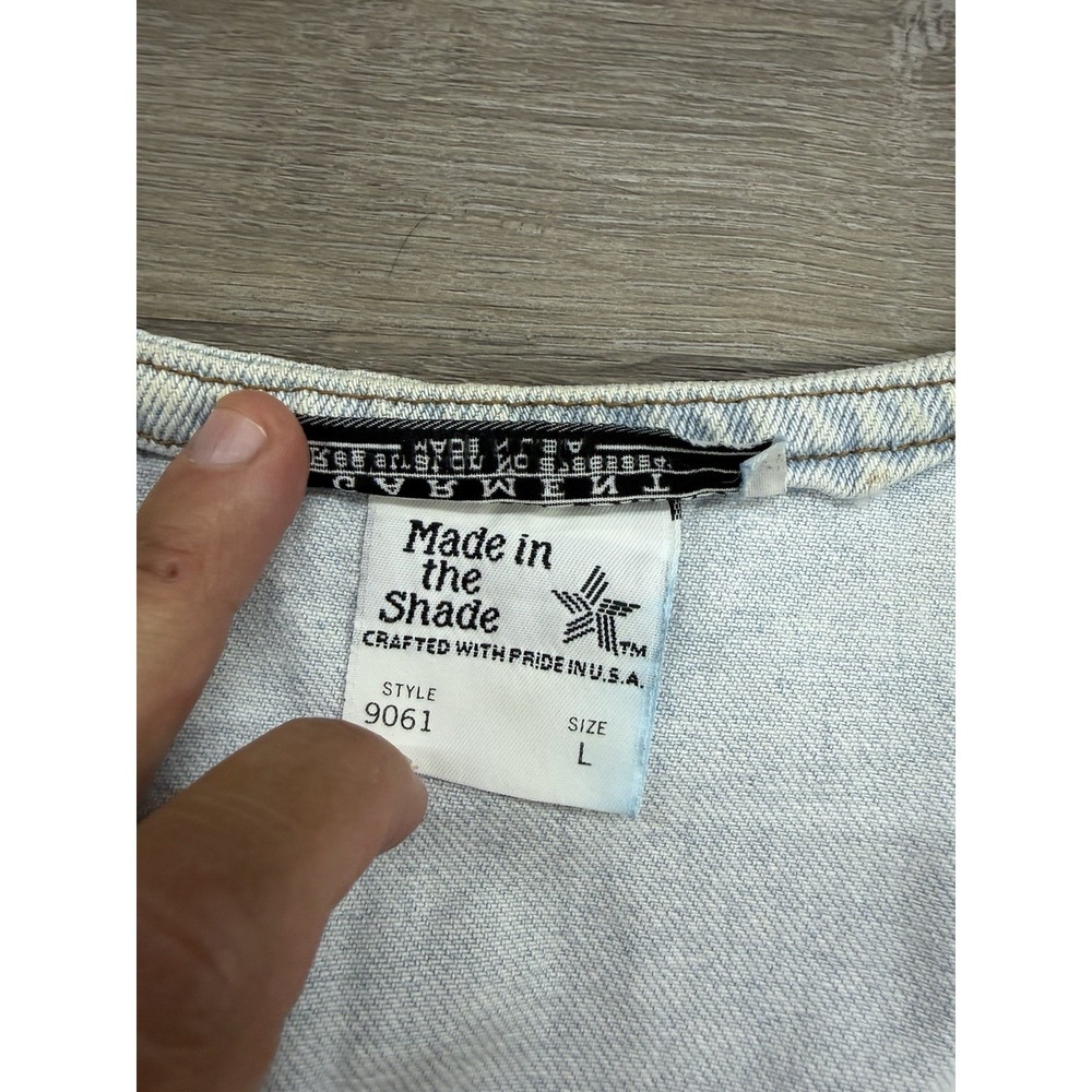 Vintage 90s Women's Denim Vest Western Biker Bartender Made in USA Distressed - Picture 3 of 8